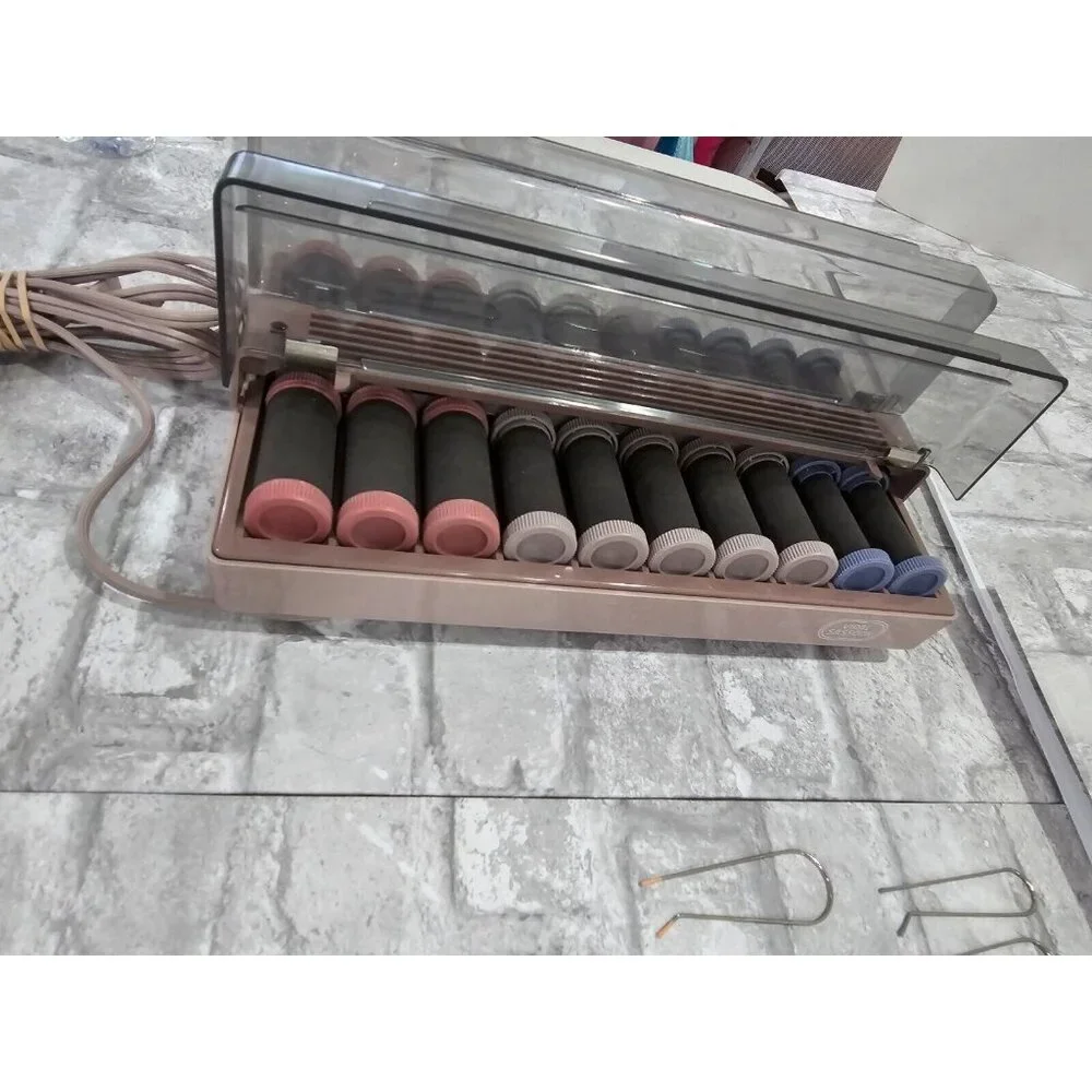 Vidal Sassoon Hairsetter VS-380 Hot Rollers 20 Velvet Hair Curlers‎ w/ 16 clips